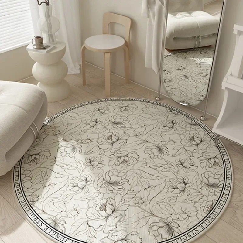 

Round Carpet Living Room Decoration Study Chair Floor Mat Home Decor Flower Rug Bedroom Non-slip Area Rugs Ковер Круглый