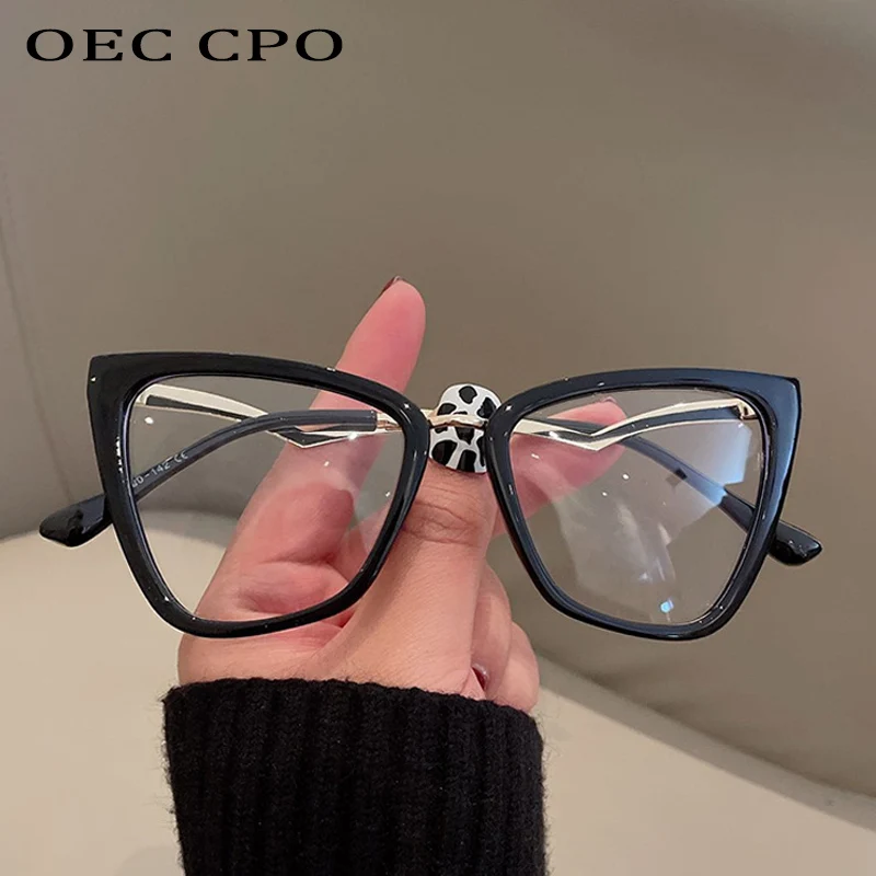 Модная оправа для очков кошачий глаз унисекс OEC CPO с прозрачными линзами