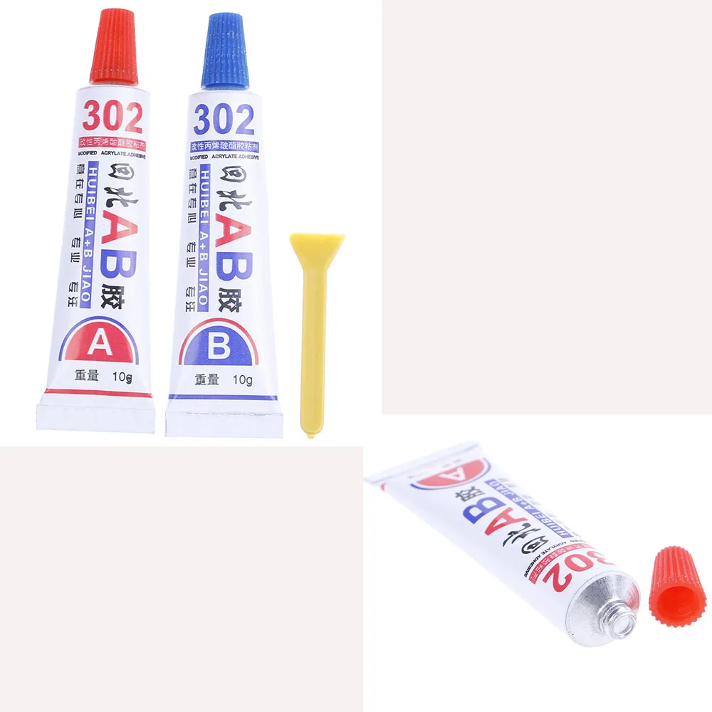

NEW 2pcs Cyanoacrylate Epoxy Glue Liquid Strong Super AB Glue 302 Metal Wood Fabric Rubber Leather Plastic UV Adhesive