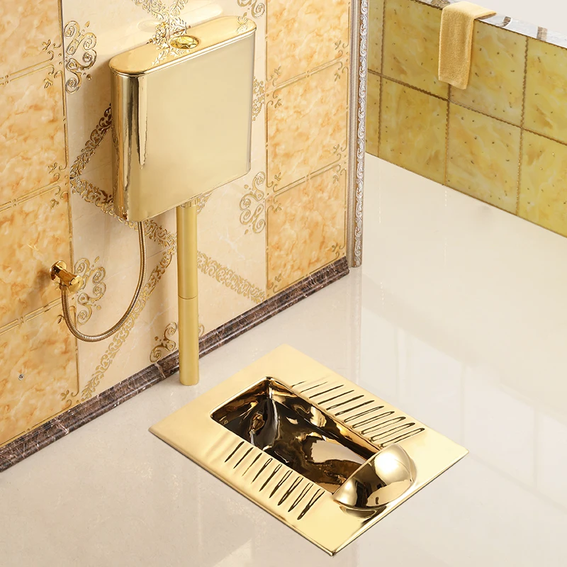 

With baffle head golden squat toilet flush tank set ceramic European toilet anti-blocking anti-odor concealed squat toilet squat