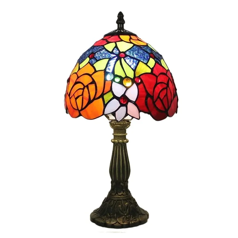 8-дюймовая настольная лампа Тиффани настольные лампы двойной цвет абажур с