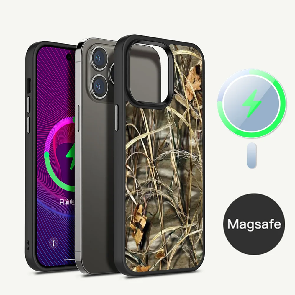 Hunting Camo Phone Case Magesafe Magnetic Wireless Charge For iPhone 16 11 12 13 14 15 Pro Max Plus Mini