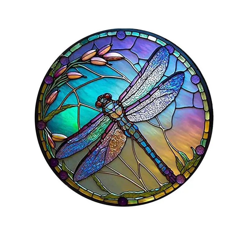 

Acrylic Dragonfly Ornament Sign Decoration Art Decor Imitation Glass Welcome Wreath Ornaments With Flower-Colored For Patio