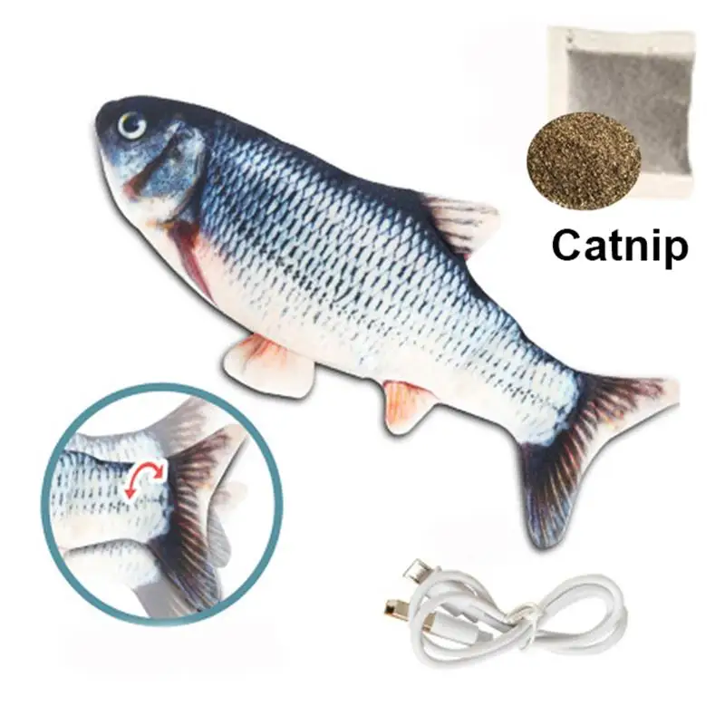 

2023 NEW Pet Fish Toy Soft Plush Toy USB Charger Fish Cat 3D Simulation Wiggle Interaction Supplies Favors Cat Pet Chewing Toy