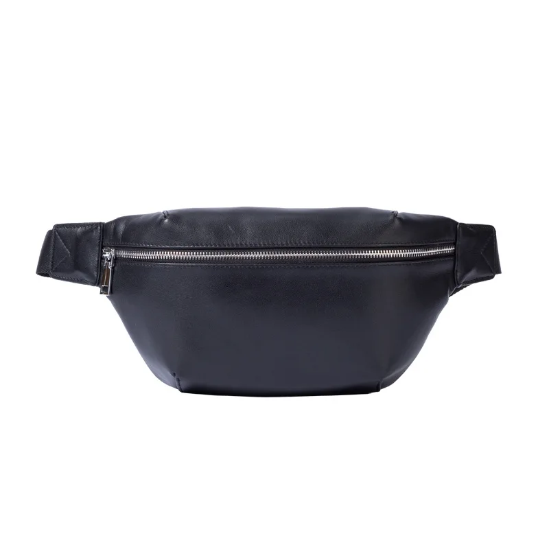 100% Genuine Leather Free Custom Name Waist Bag Summer Cowhide Chest Bag Fashion Large Capacity Fanny Pack Gift