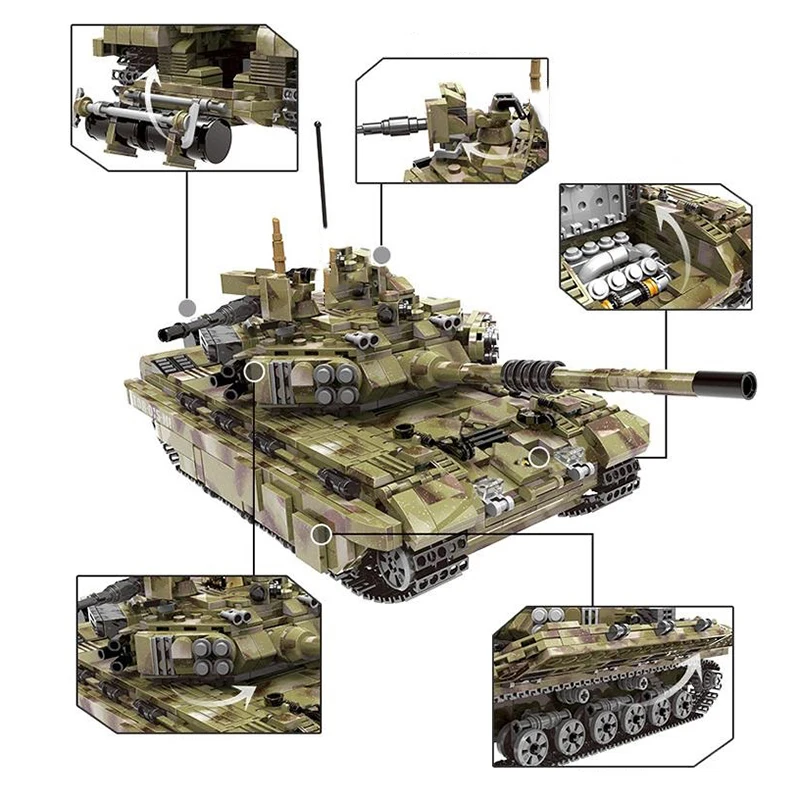 Конструктор армейский T90 Panzer Tiger совместимый технический классический танк