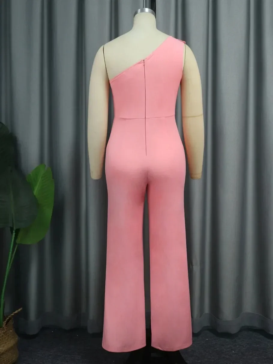 Женские комбинезоны с цветочной аппликацией на одно плечо и высокой талией