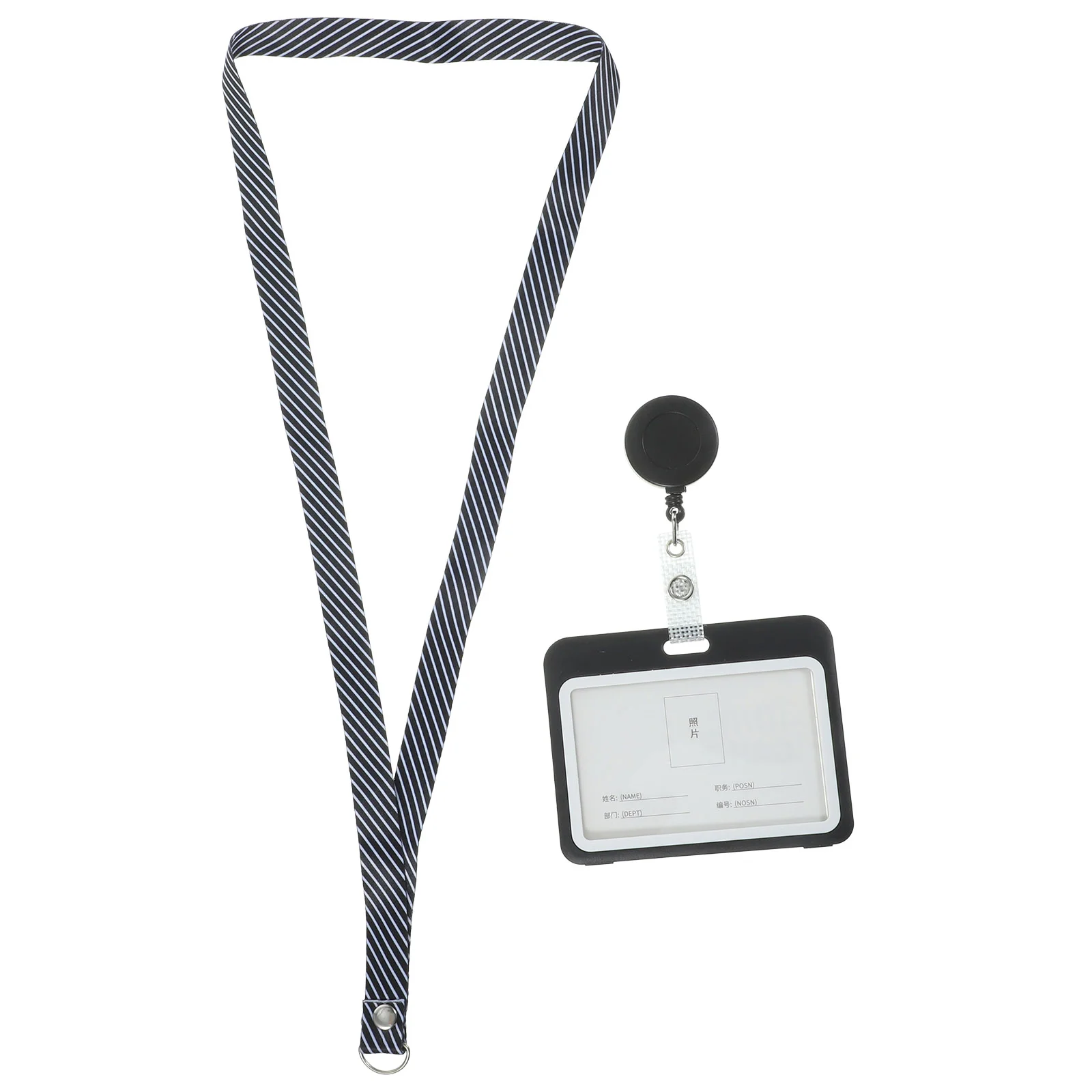 

2 Pcs Retractable Lanyard Work Card Holder Horizontal Cards Holders Name Badges Grid Pvc Covers Staff