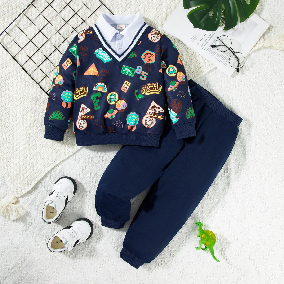 Осенний Комплект Из Двух Предметов Hibobi Для Мальчиков Свитшот С Длинными Рукавами