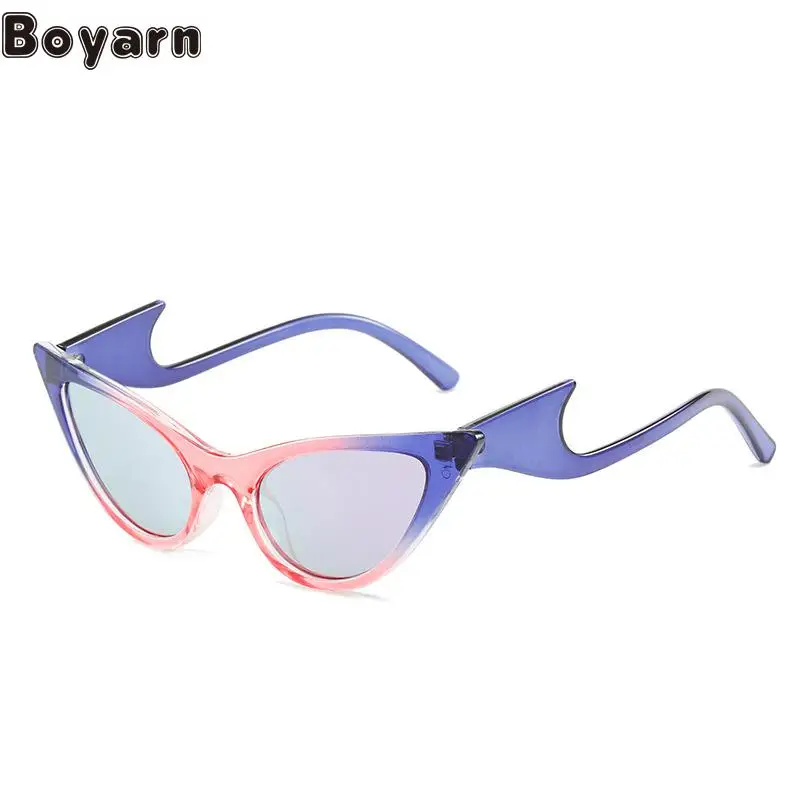 

Boyarn New Cat's Eye Sunglasses Steampunk Personality Color Contrast Fashion Street Photography Model Walk Show