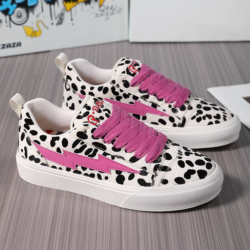 Picasso Joint Name 2024 New Leopard Print Board Shoes Couple Lightning Skateboard Bread Revenge Storm Casual Men's