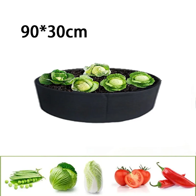 

50 Gallons Fabric Garden Raised Bed Round Planting Container Growing Bags 90*30cm Fabric Planter Pot For Plants Nursery Pot