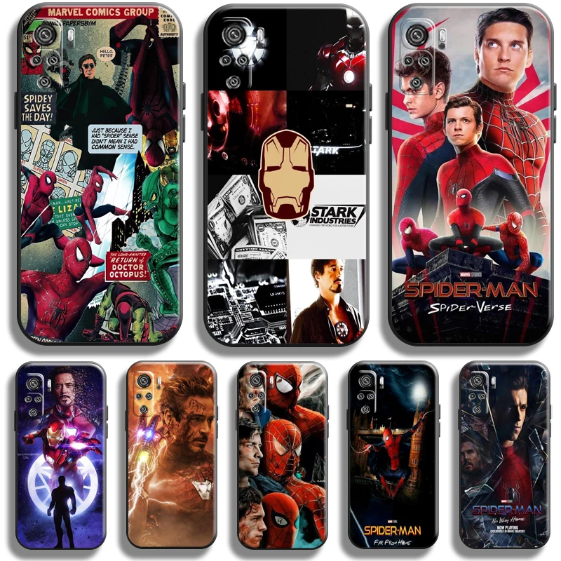 

Avengers Iron Man Spiderman For Xiaomi Redmi Note 10 10T 10S Pro 5G Phone Case Coque Black Silicone Cover Soft Funda Carcasa