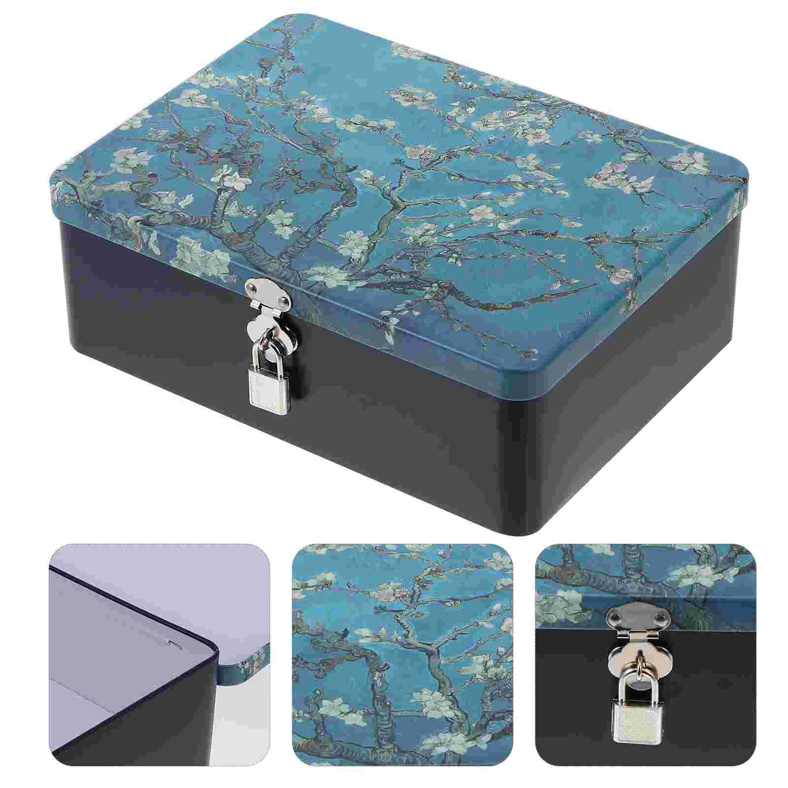 

Box Tin Storagemetal Tinplate Decorative Lid Tins Gift Case Containers Boxes Empty Lids Padlock Candy Tea Container Jewelry