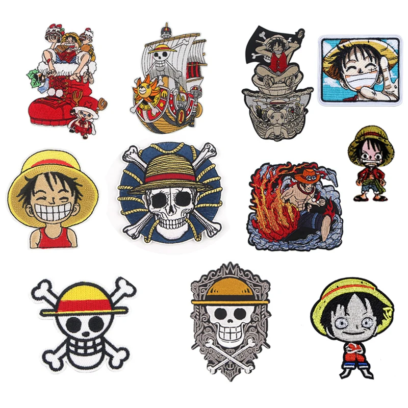 

Anime Embroidery Patches Sewed One Pieces Ironing Clothes Stickers for Jackets Cartoon Decor on Kids DIY Clothing Hoodies Gift