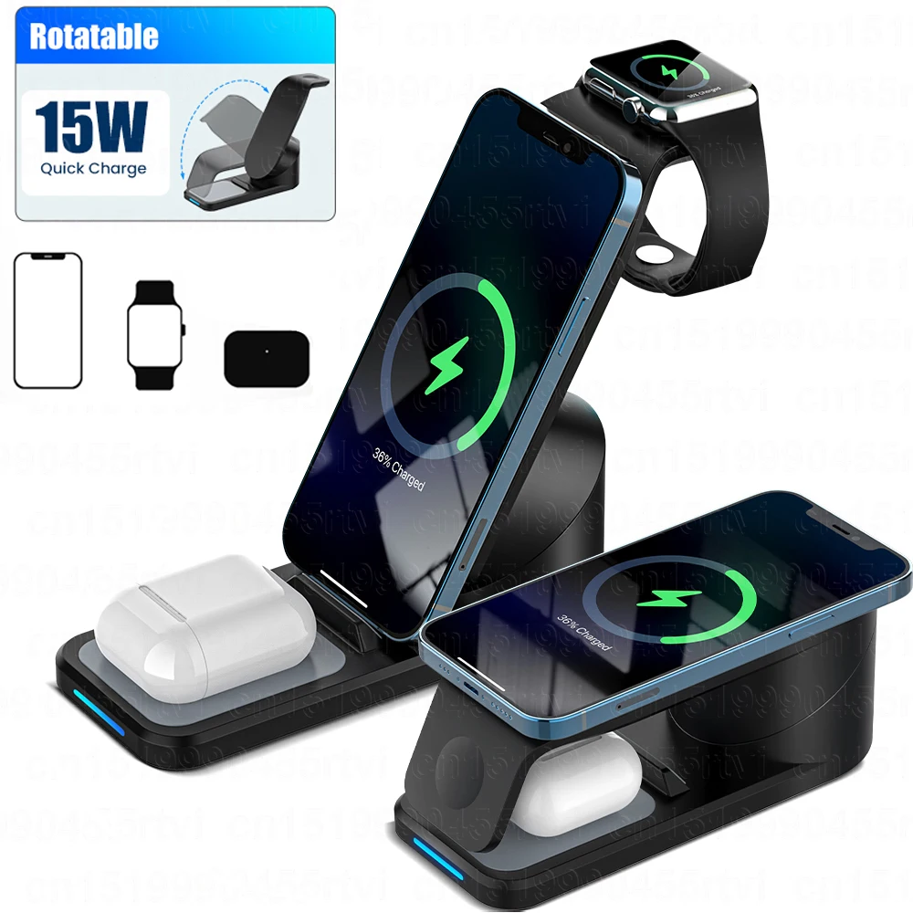 

3 in1 Wireless Charger 15W Qi Fast Charging Charger For iPhone 13 12 11 Pro Max XS XR X 8 2in1 For iWatch SE 6 5 4 3 AirPods Pro