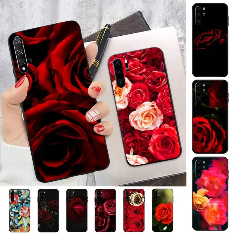 

FHNBLJ Bright Red Roses Flowers Phone Case for Huawei P30 40 20 10 8 9 lite pro plus Psmart2019
