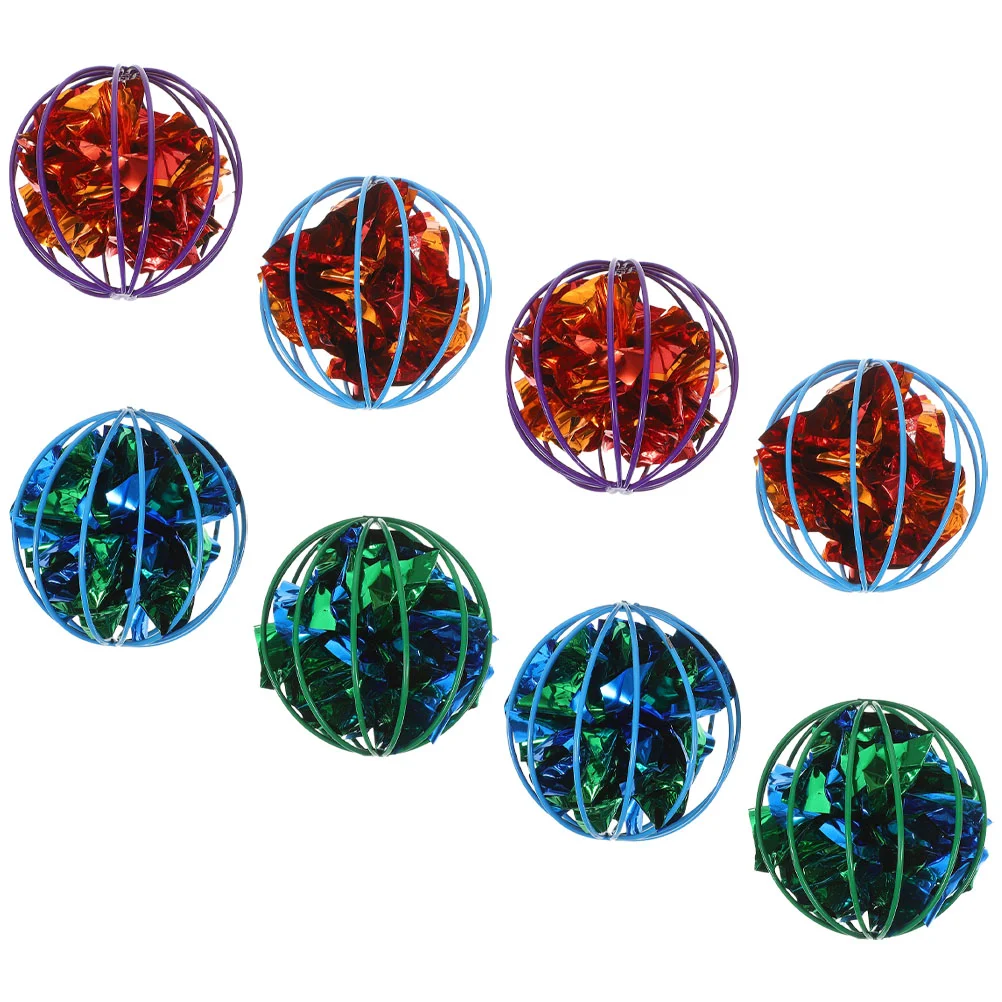 

8 Pcs Pets Toys Kitten Interactive Crinkle Balls Little Critters Cat Plastic Teaser