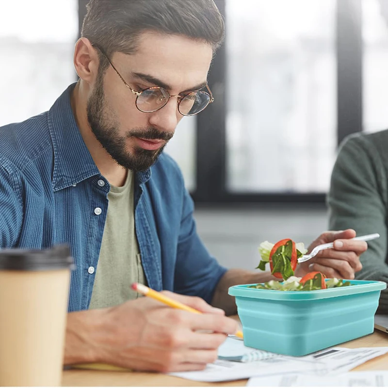 Силиконовый ланч-бокс Bento Box складной контейнер для хранения продуктов с крышками