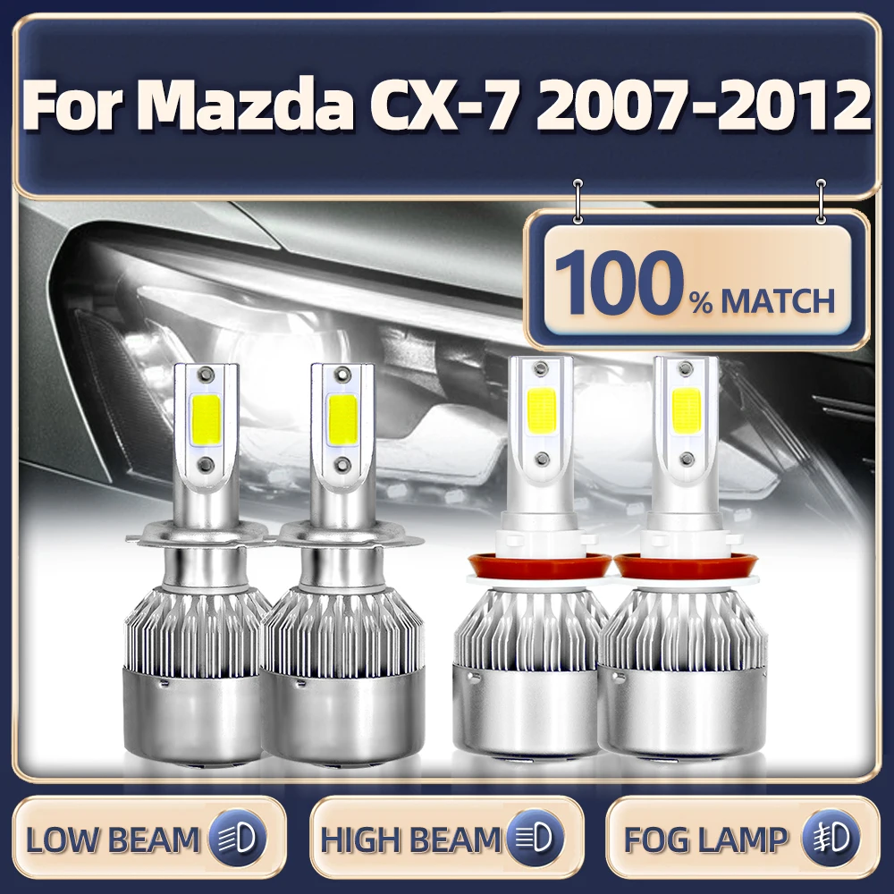 

40000LM Led Car Headlight High Low Beam Auto Lamps 9005 HB3 H7 Car Light 12V 6000K For Mazda CX-7 2007 2008 2009 2010 2011 2012