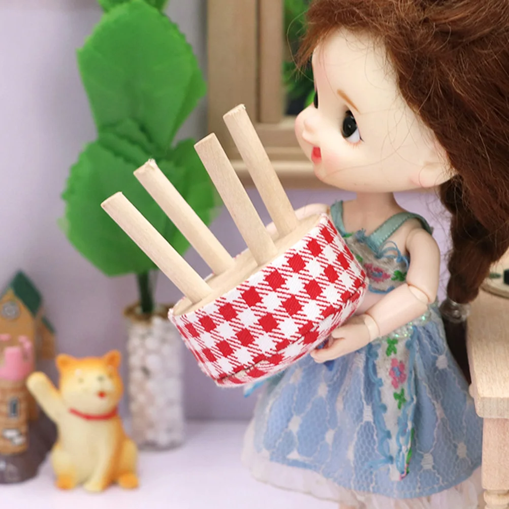 

2 Pcs Dollhouse Stool Wooden Mini Furniture Dinging Model Miniature Accessories