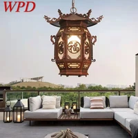 wpd chinese lantern pendant lamps outdoor waterproof led brown retro chandelier for home hotel corridor decor electricity