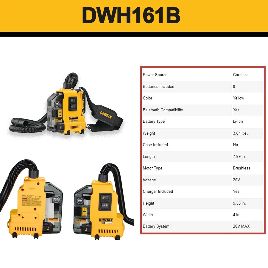DEWALT оригинальный пылесборник 20 В MAX бесщеточный беспроводной универсальный