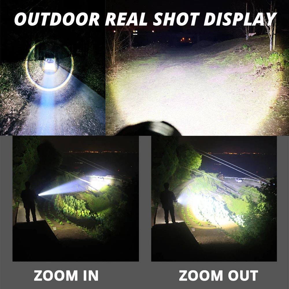 Powerful XHP160 LED Flashlight with Side COB Light Super Bright Torch Support Zoom Waterproof Adventure Camping | Освещение