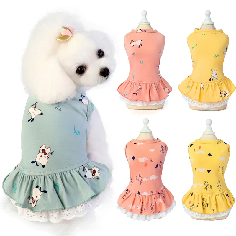 

Coze Cotton Cat Dog Dress Skirt Summer Print Pet Clothes for Small Dogs Yorkies Chihuahua Dresses Puppy Clothing cachorro roupa