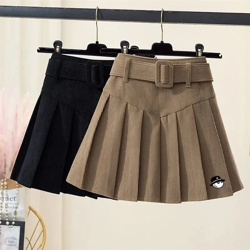 

Korean Golf Skirt Women's Winter Golf Wear Women's Golf Clothing Corduroy Golf Belt Tennis Mini Skirt Pants
