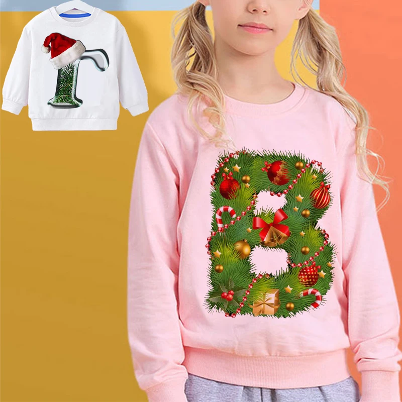 

Красивая зимняя одежда для девочек Рождественский фестиваль Печатный Белый Розовый Круглый вырез 2022 Новая модная детская одежда для мальч...