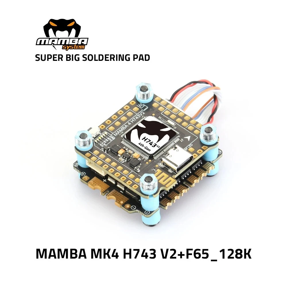 

MAMBA MK4 H743 V2 Dual 42688P Gyro 55A/65A 128K Flight Control Stack with 55A /65A 4IN1 ESC WIFI FC with I2C 30mm/M3