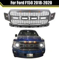 Matte Black Or Grey Replacement Grille ABS Front Mesh Grill Fit For Ford F150 2018 2019 2020 Raptor Style Grills w/LED Light