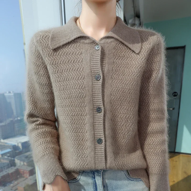 Норковый кашемировый кардиган для женщин шерстяной свитер плотное пальто
