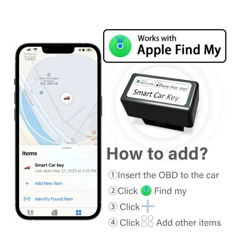 Автомобильный мини-GPS-локатор OBD для Apple Find My APP быстрая установка смарт-трекер