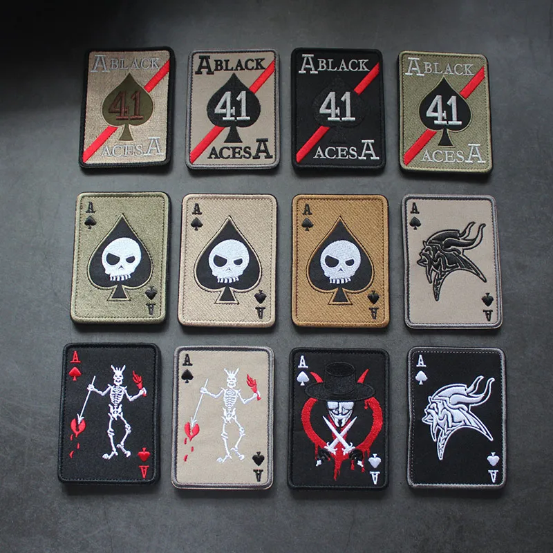 

LIBERWOOD Ace of Spades Death Card Poker Patch Embroidery Tactical Badge for Clothing Bag Punk Military Emblem Hook Appliques