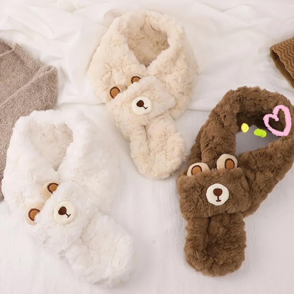 Модный женский зимний шарф с мультяшным медведем большой утолщенный