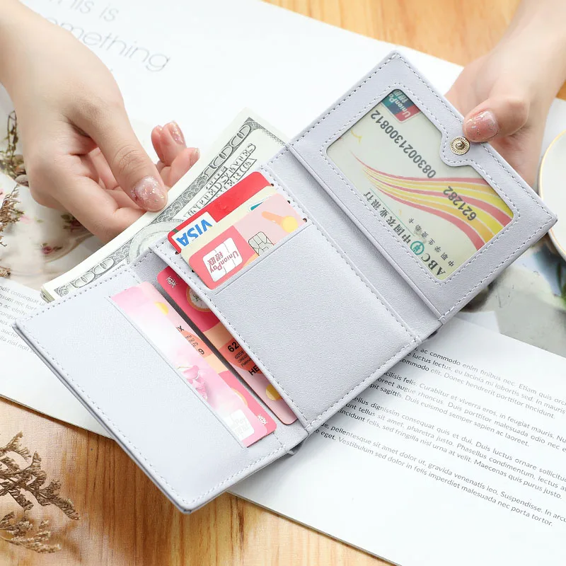 Women Cute Bear Wallet Small Hasp Girl Wallet Brand Designed PU Leather Coin Purse Female Card Holder Wallets Three Fold Wallets