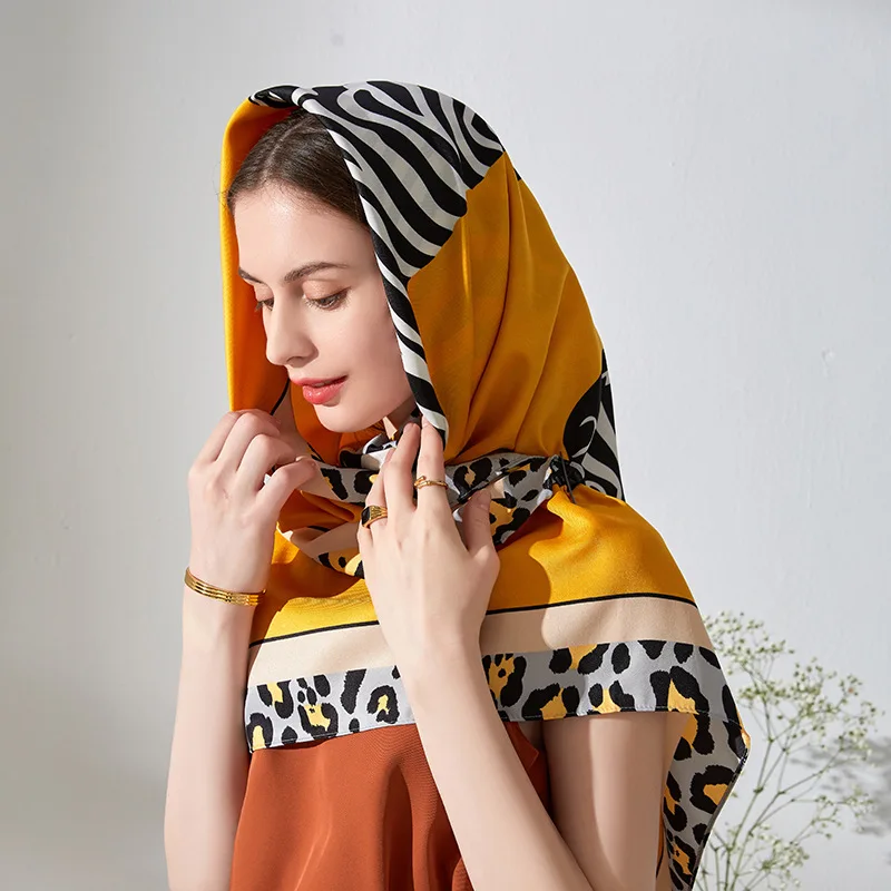 

Fashion Shawls Wraps Bandana Head Hijab Scarf For Women Twill Silk Neck Scarf 90CM Square Kerchief Floral Print Headband Scarves