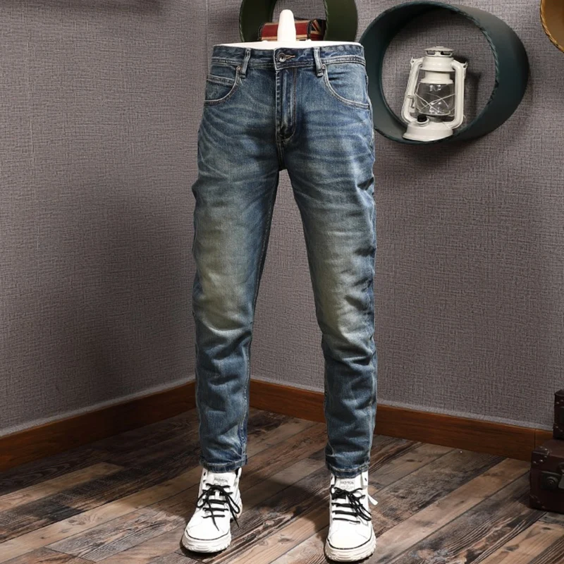 Модные синие джинсы в итальянском стиле для мужчин