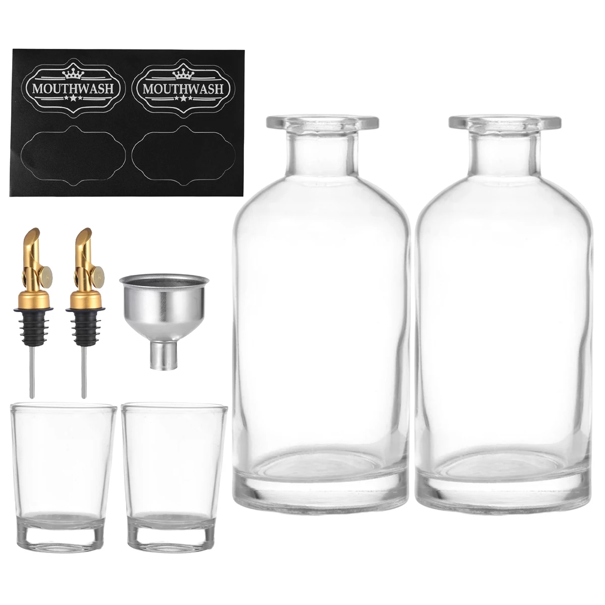 

12 унций, семейный набор бутылок, многоразовый прозрачный стеклянный контейнер для мундштука с носиком Для Вытирания, Стеклянная Воронка и э...