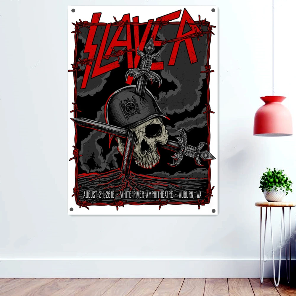 

Sword Pierced Skull Heavy Metal Artwork Banners Wall Art Scary Bloody Wallpaper Flags Death Art Tattoos Rock Band Posters Mural