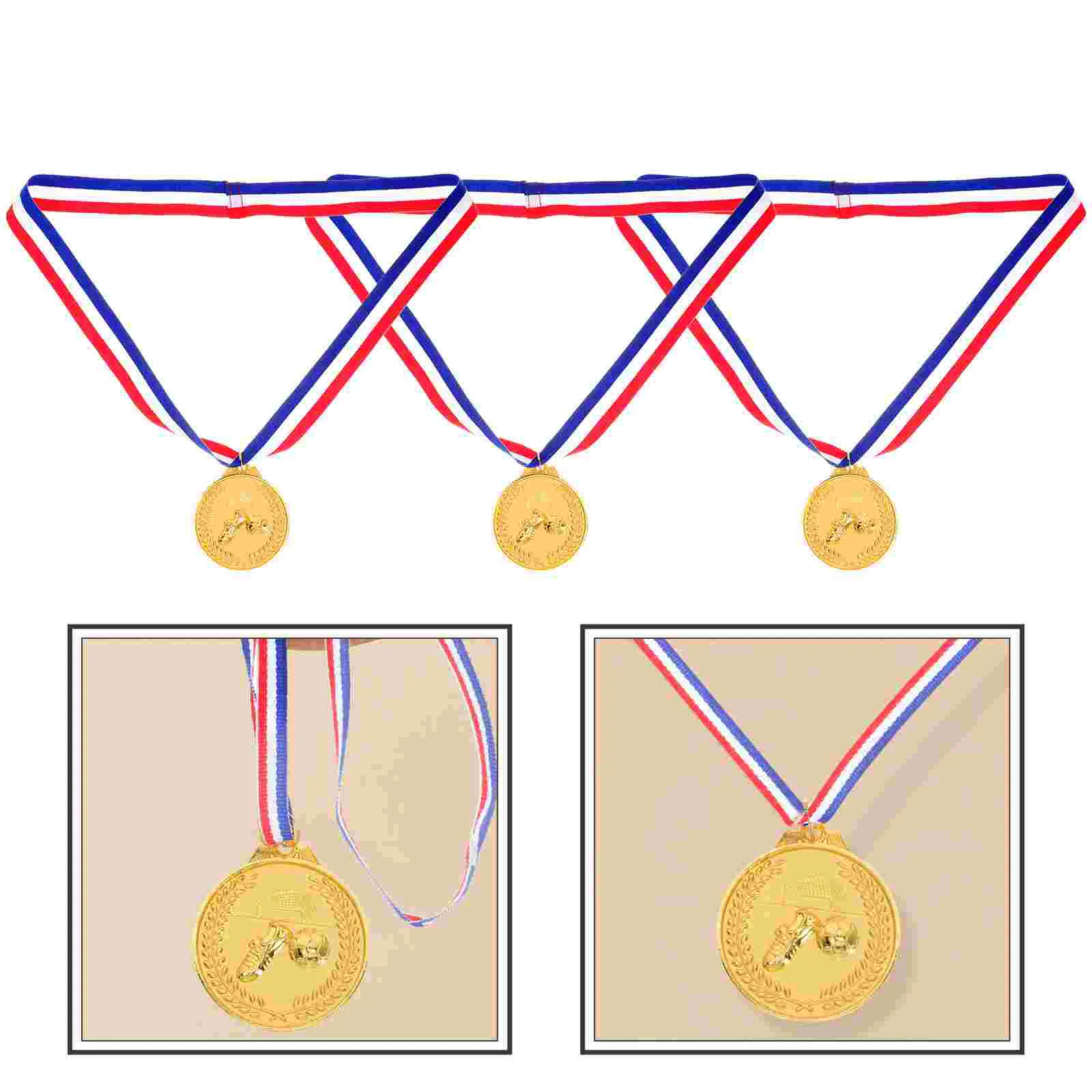 

3 Pcs Royal Medal Soccer Medals Ribbons Prizes Awards Meeting Kids Sports Toys Competition Winner