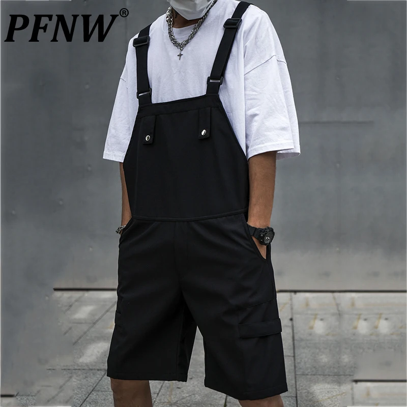 

PFNW Spring Summer New Men's Casual Overalls Hiphop Safari Style Streetwear Solid Color Niche Chic Trendy Loose Trousers 28A1007