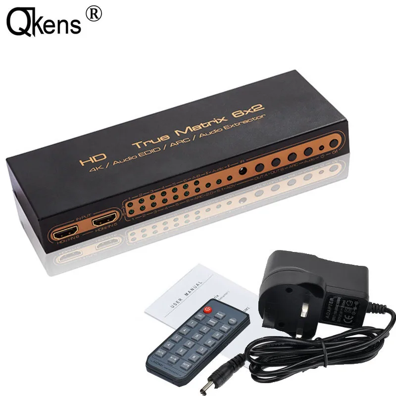 

4K HDMI-compatible 6x2 Matrix 4x2 2x2 Switch Splitter ARC PIP Audio Extractor Video Converter 6 IN 2 OUT Laptop PC To TV Monitor