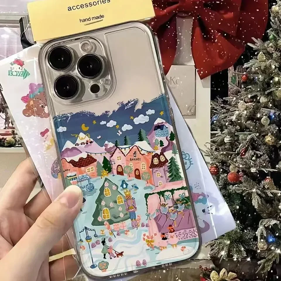 Рождественские подарки чехол для телефона iPhone 15 Pro Max 16 14 13 12 11 модные Мультяшные