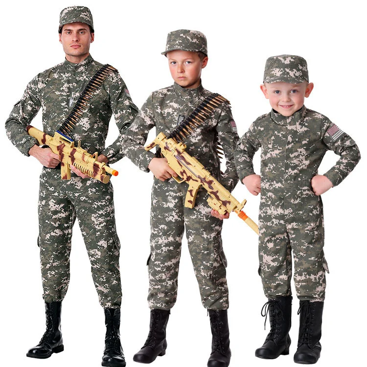 New camouflage military uniform for aldult  kids training suit boy special force combat jacket pants army set soldier clothes