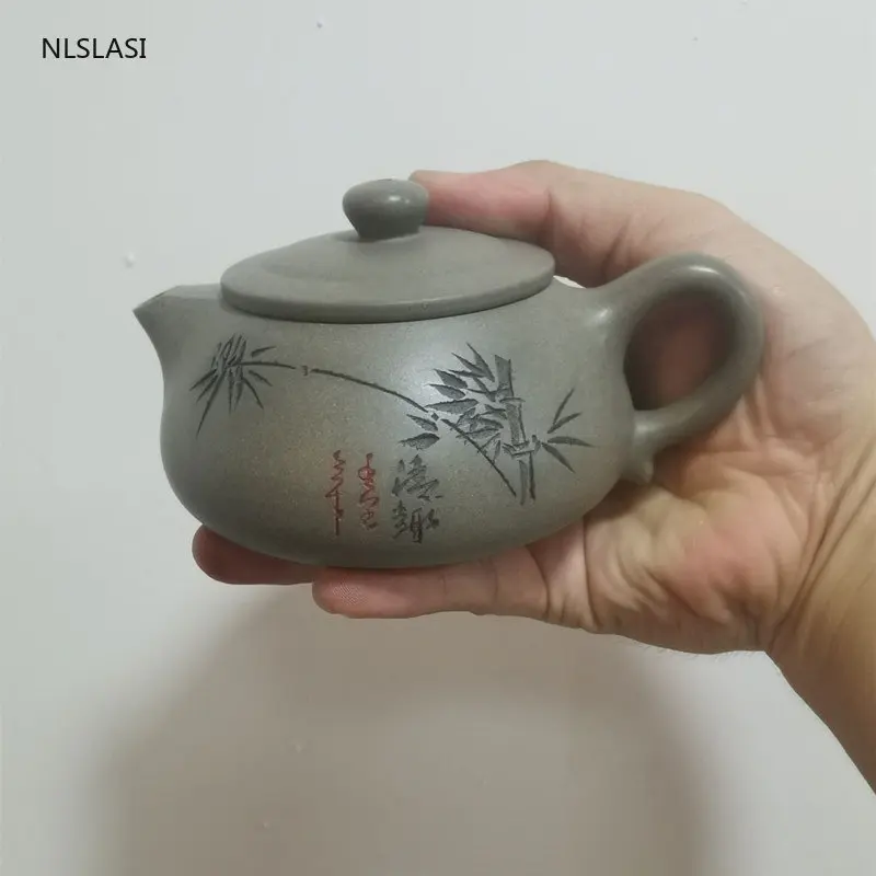 

Бамбуковый чайник, фиолетовый чайник, подарки, красивый узор, китайские листья исинской глины, чайный чайник ручной работы 230 мл