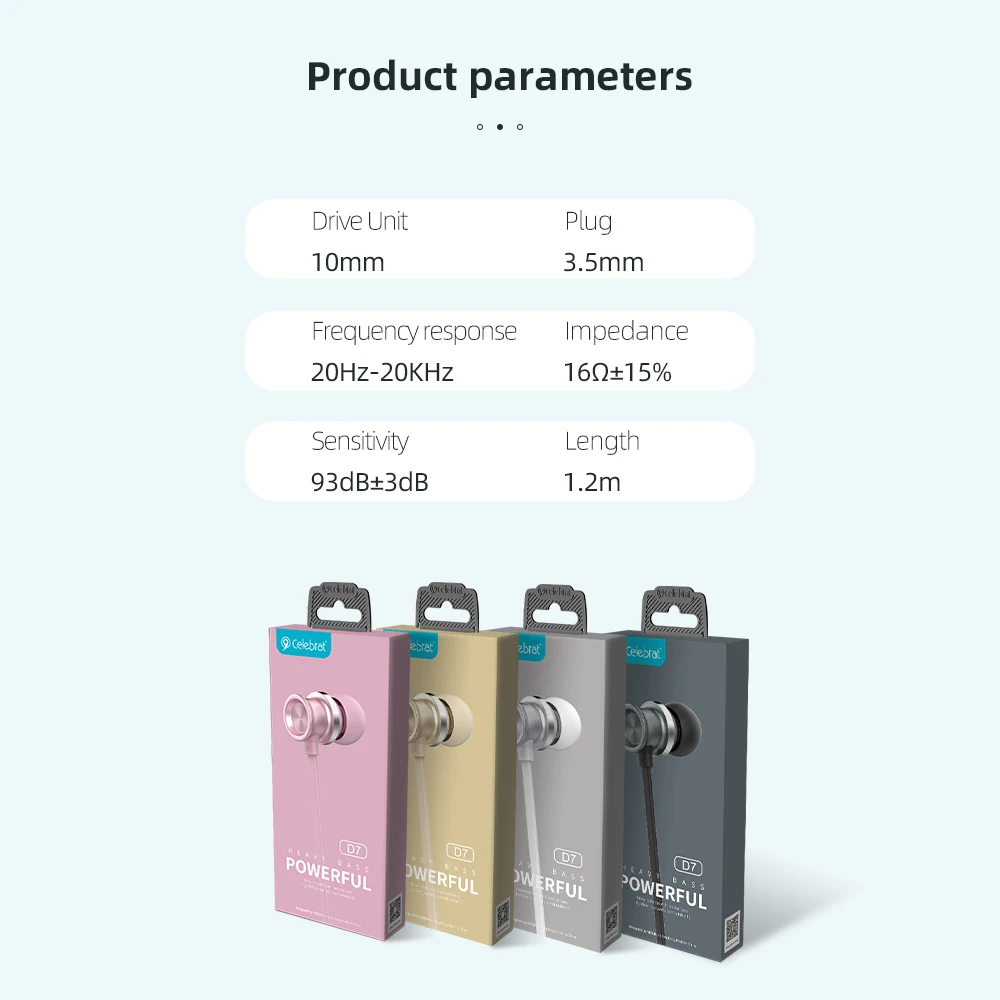 Wired Earphones Extra Bass 3.5mm in Ear Stereo Headphones High Quality Comfortable Fit HIFI Headset with Voice Call Celebrat D7