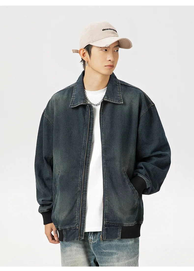 Модная джинсовая куртка в стиле ретро мужская осень 202 новинка функциональный